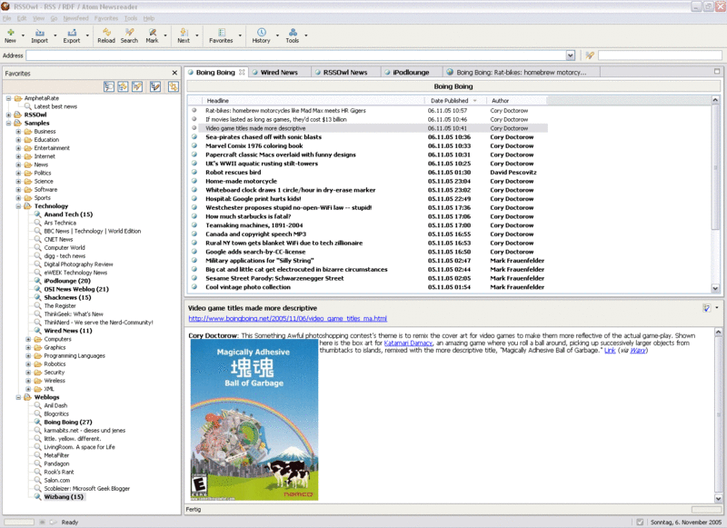 RSSOwl Screenshot